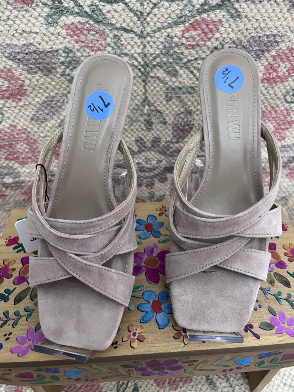 NWT Jason Wu Kims Suede Square Toe Kitten Sandal